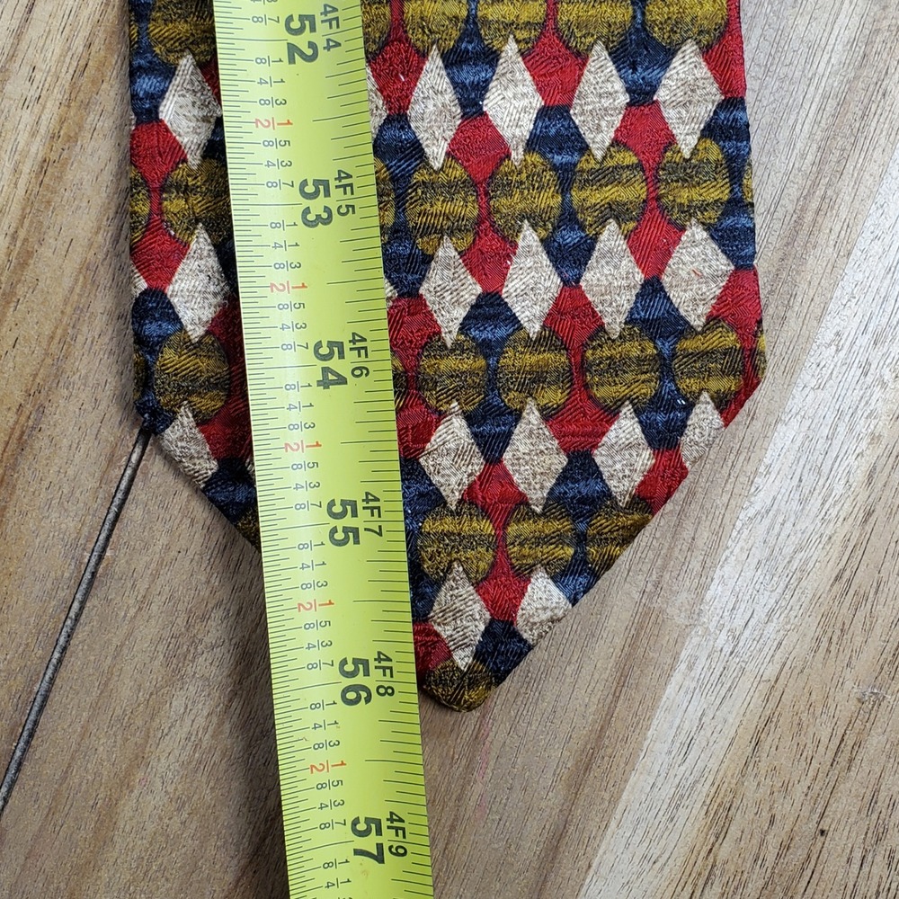 Ermenegildo Zegna Silk Tie Mens One Size Red Blue Gold Geometric Made in Italy - Picture 5 of 7